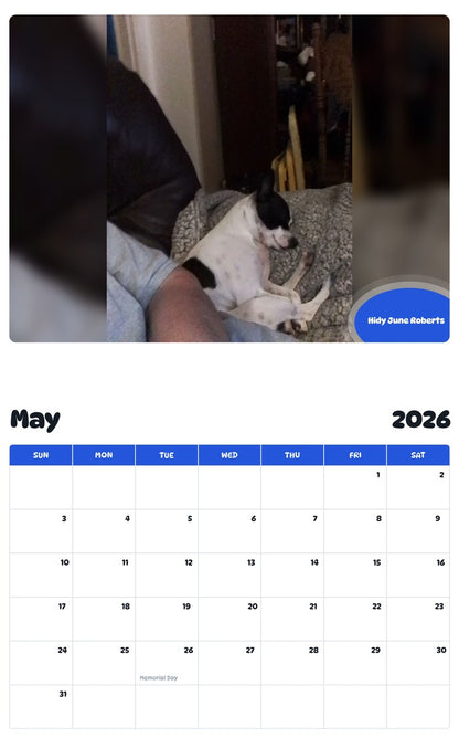 2026 - 2027 Hidy June Roberts - Pawidols Pet Calendar