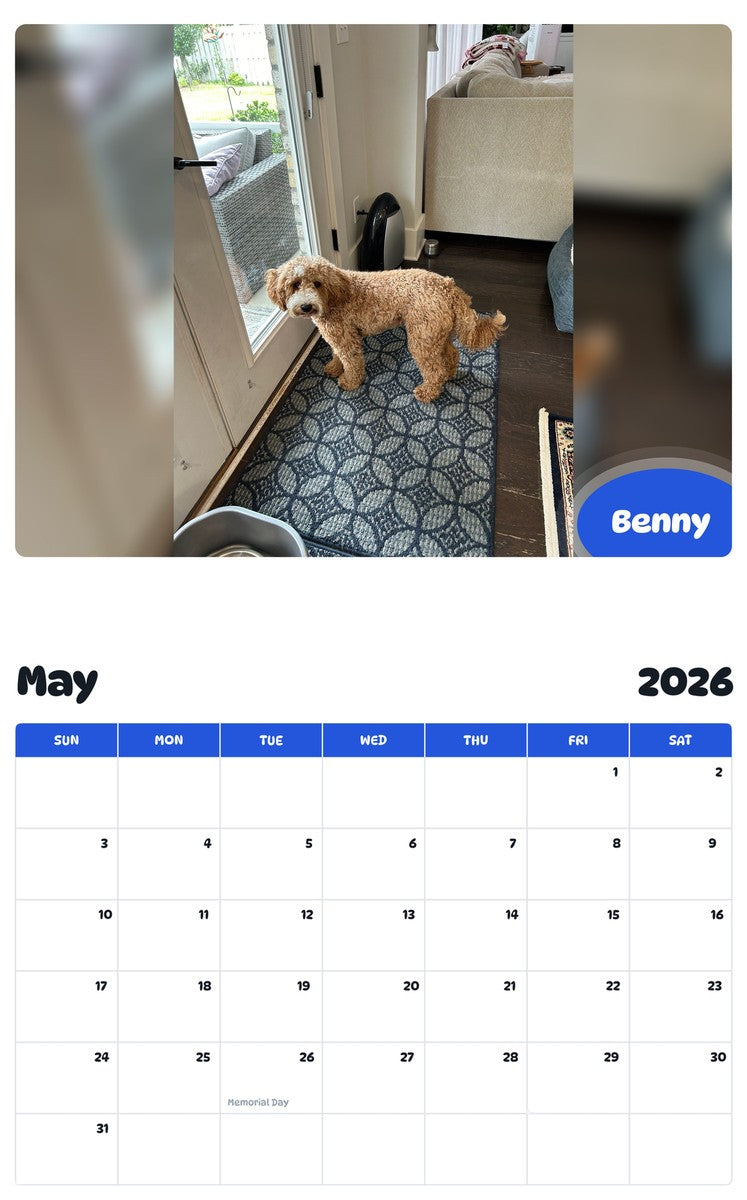 2026 - 2027 Benny - Pawidols Pet Calendar