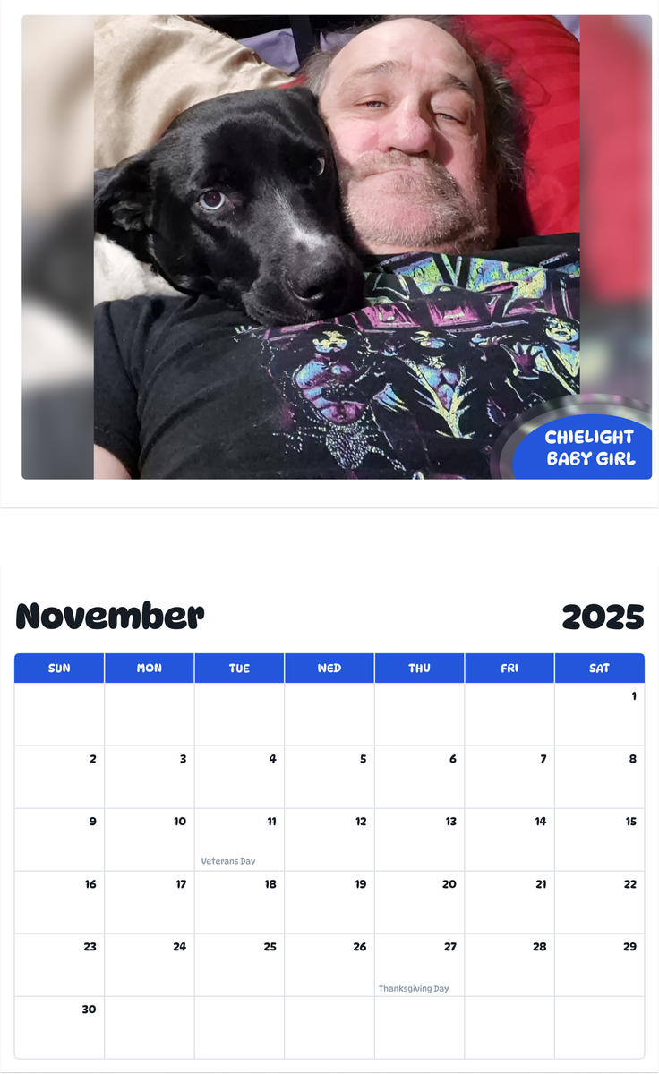 July 2025 - June 2026 Chielight baby girl - Pawidols Pet Calendar