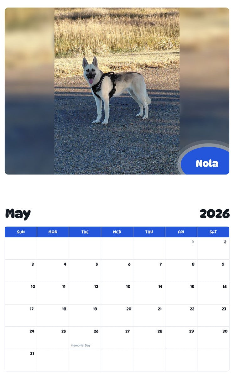 2026 - 2027 Nola - Pawidols Pet Calendar