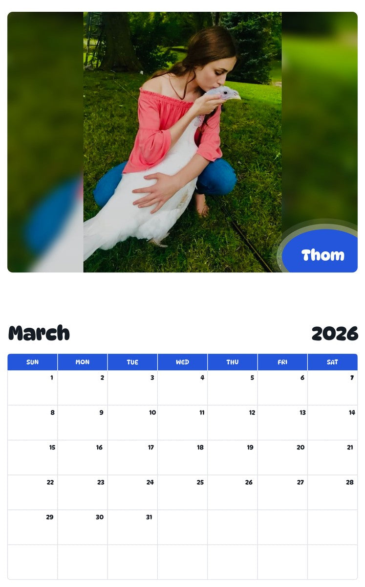 November 2025 - October 2026 Thom - Pawidols Pet Calendar
