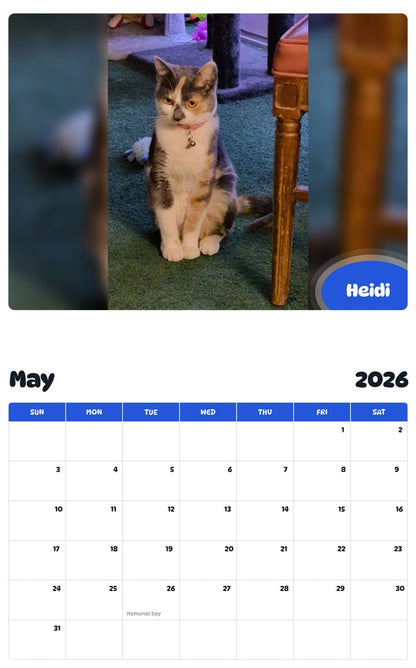 2026 - 2027 Heidi - Pawidols Pet Calendar