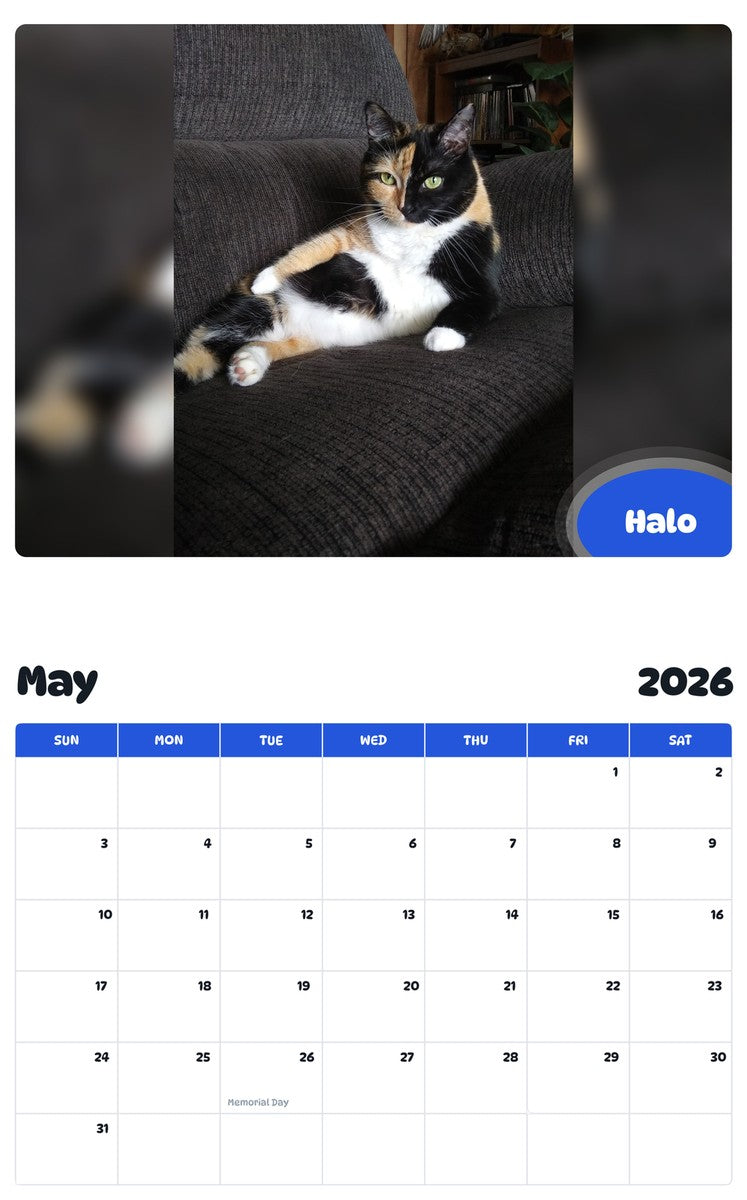 2026 - 2027 Halo - Pawidols Pet Calendar