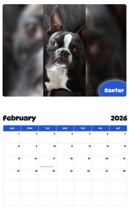October 2025 - September 2026 Baxter - Pawidols Pet Calendar