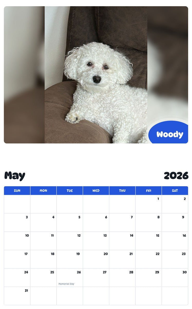 2026 - 2027 Woody - Pawidols Pet Calendar