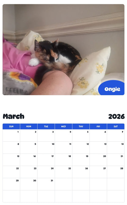 November 2025 - October 2026 Ongie - Pawidols Pet Calendar