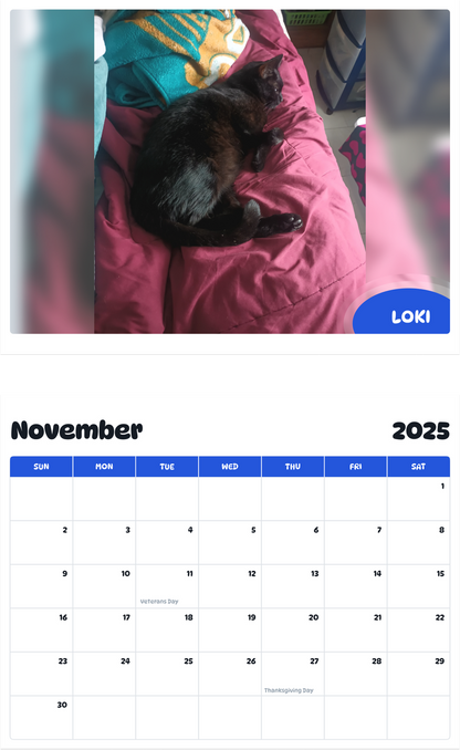 July 2025 - June 2026 Loki - Pawidols Pet Calendar