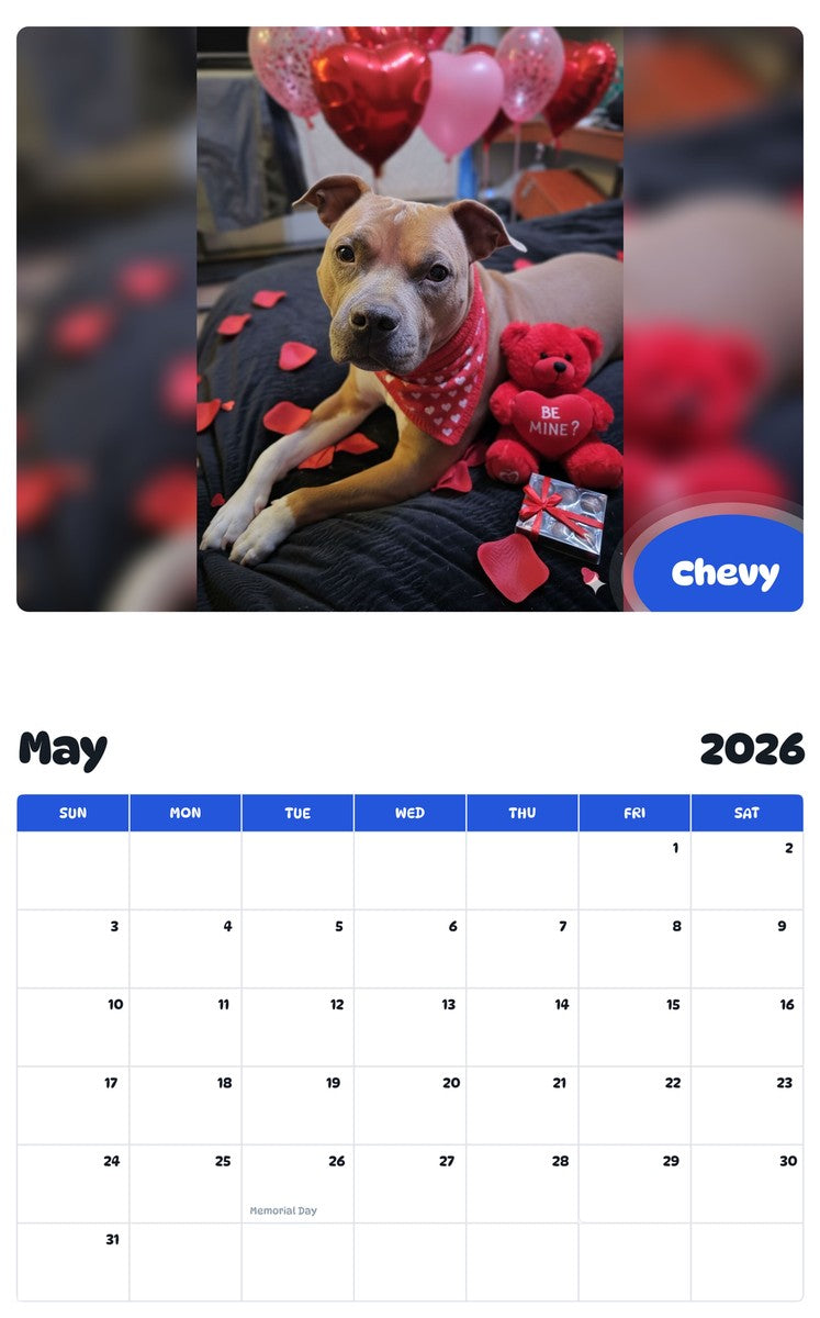 2026 - 2027 Chevy - Pawidols Pet Calendar