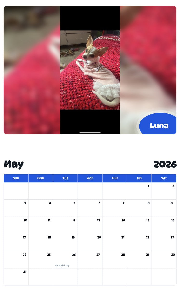 2026 - 2027 Luna - Pawidols Pet Calendar