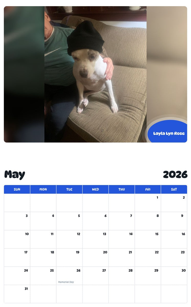 2026 - 2027 Layla Lyn Rose - Pawidols Pet Calendar