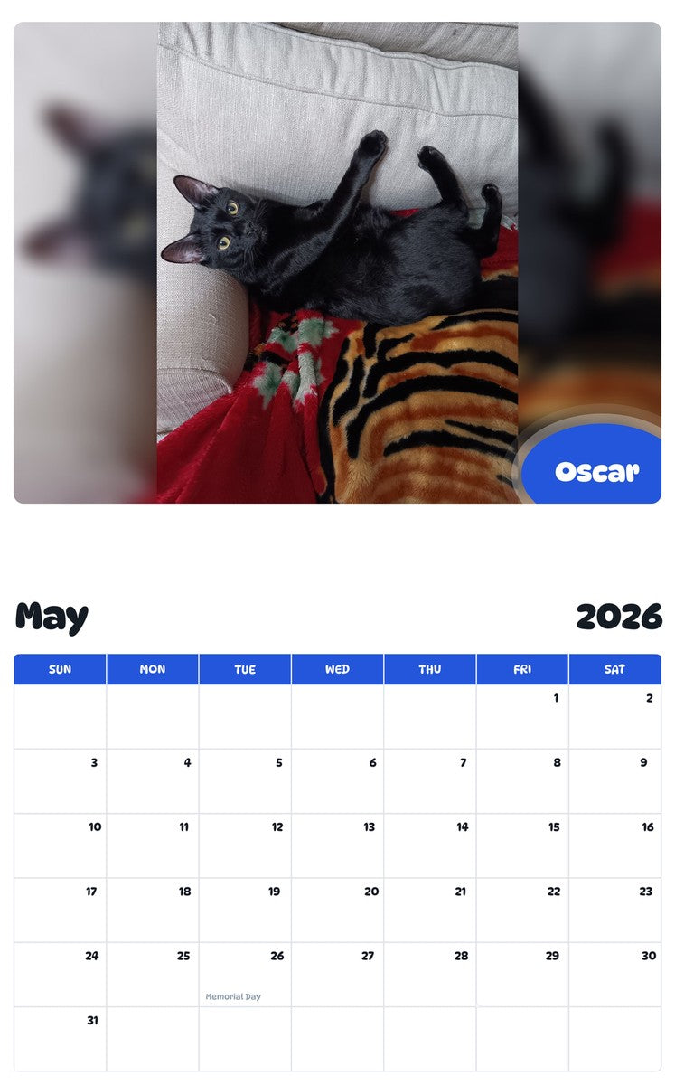 2026 - 2027 Oscar - Pawidols Pet Calendar