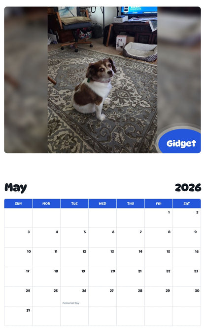 2026 - 2027 Gidget - Pawidols Pet Calendar