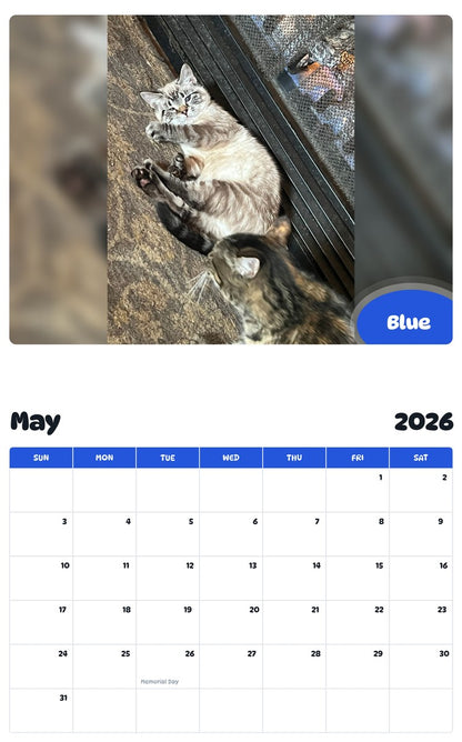 2026 - 2027 Blue - Pawidols Pet Calendar