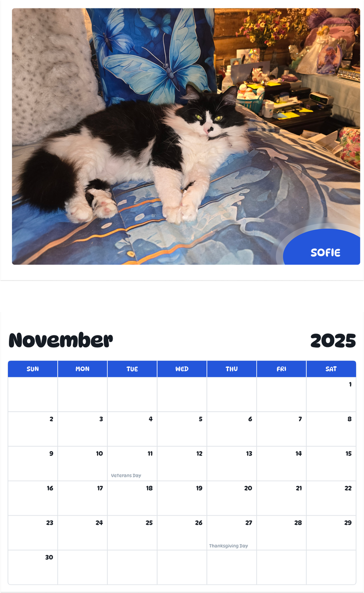 July 2025 - June 2026 Sofie - Pawidols Pet Calendar