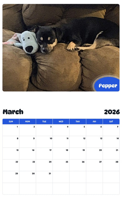 November 2025 - October 2026 Pepper - Pawidols Pet Calendar