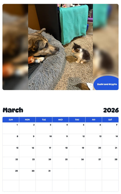November 2025 - October 2026 Sushi and Krypto - Pawidols Pet Calendar