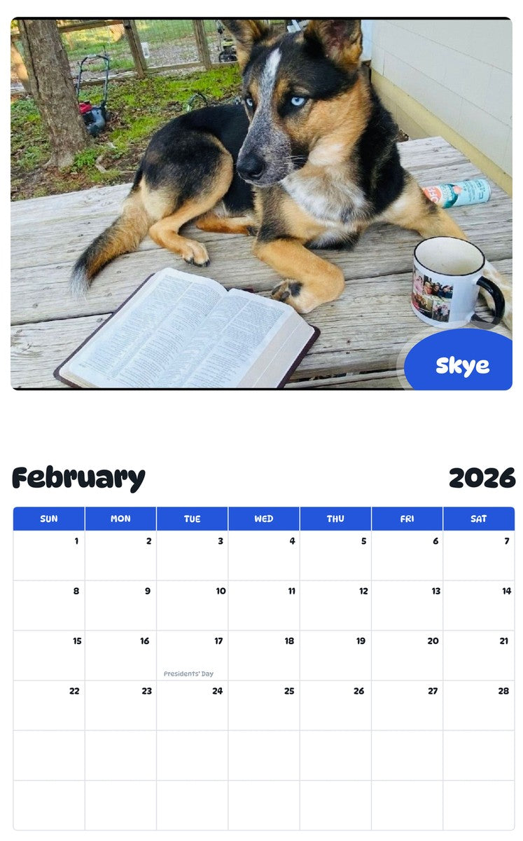 October 2025 - September 2026 Skye - Pawidols Pet Calendar