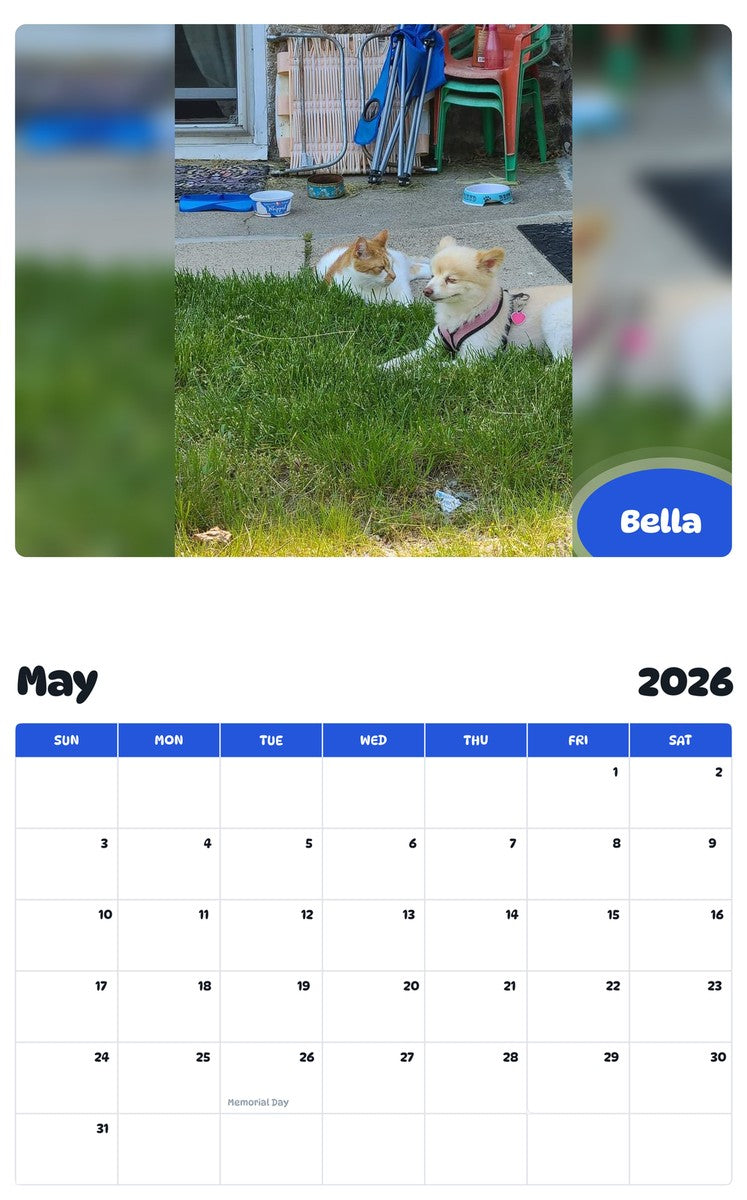 2026 - 2027 Bella - Pawidols Pet Calendar