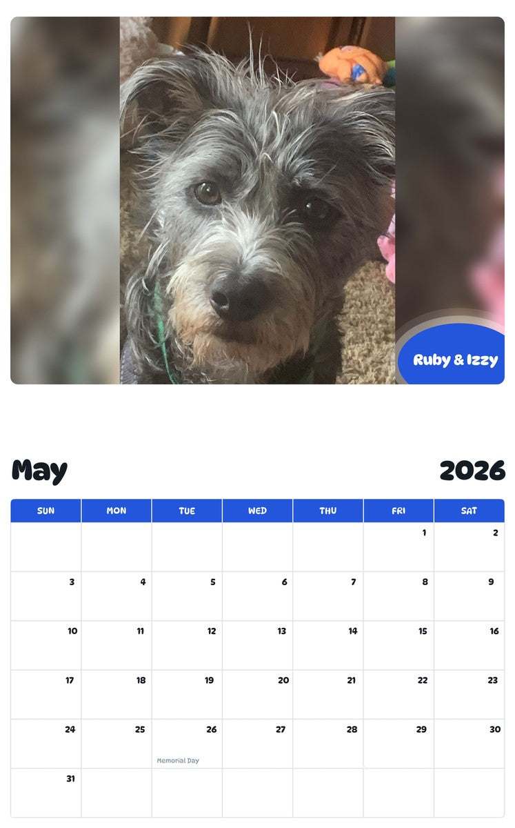 2026 - 2027 Ruby & Izzy - Pawidols Pet Calendar