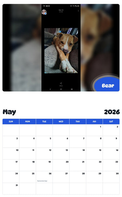 2026 - 2027 Bear - Pawidols Pet Calendar
