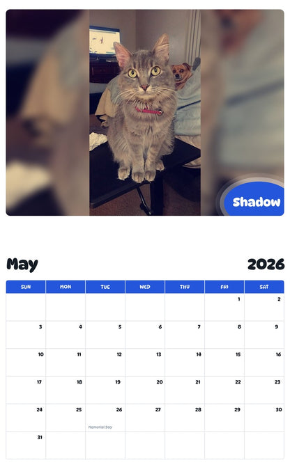 2026 - 2027 Shadow - Pawidols Pet Calendar