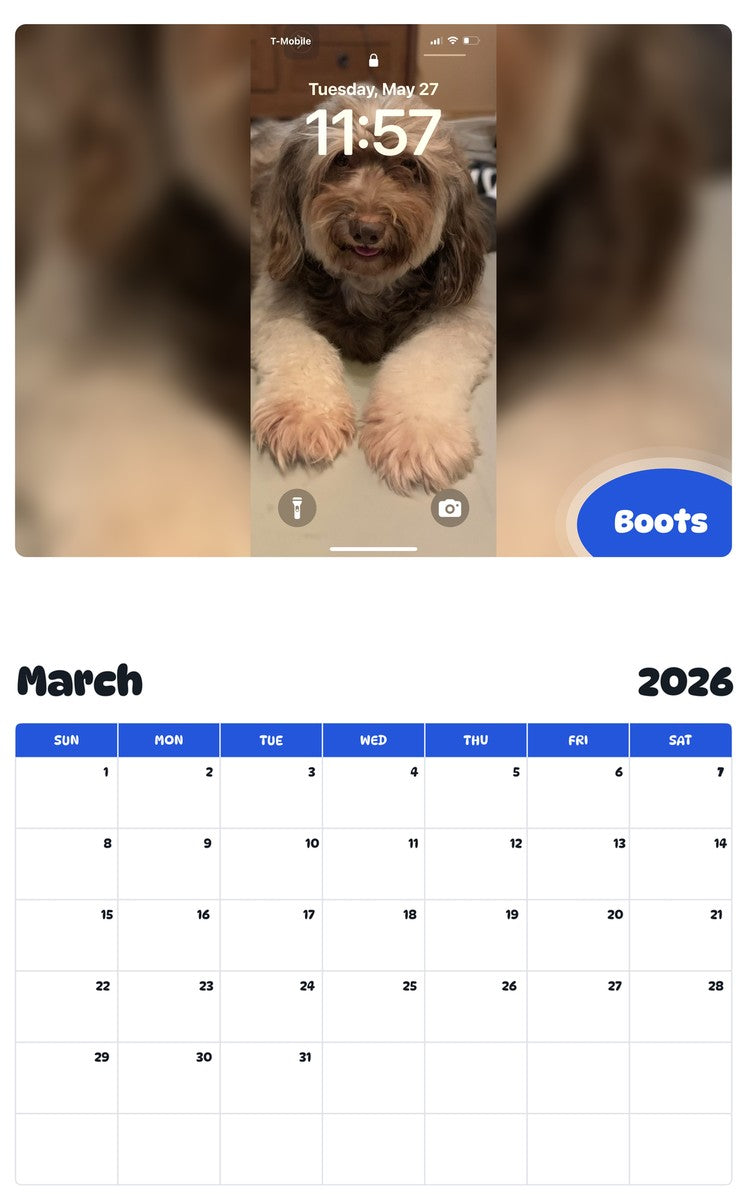 November 2025 - October 2026 Boots - Pawidols Pet Calendar