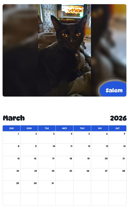 November 2025 - October 2026 Salem - Pawidols Pet Calendar