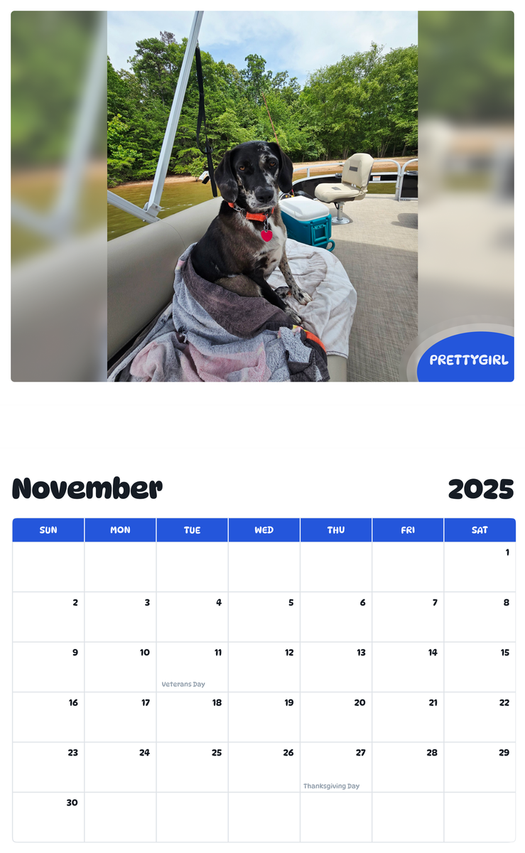 July 2025 - June 2026 Prettygirl - Pawidols Pet Calendar