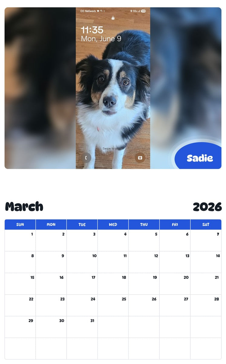 November 2025 - October 2026 Sadie - Pawidols Pet Calendar