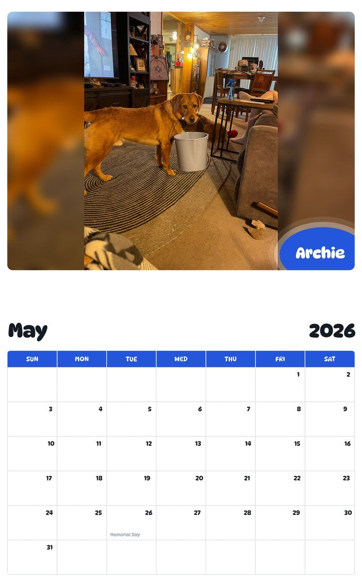 2026 - 2027 Archie - Pawidols Pet Calendar