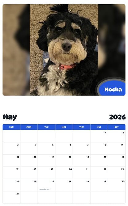 2026 - 2027 Mocha - Pawidols Pet Calendar