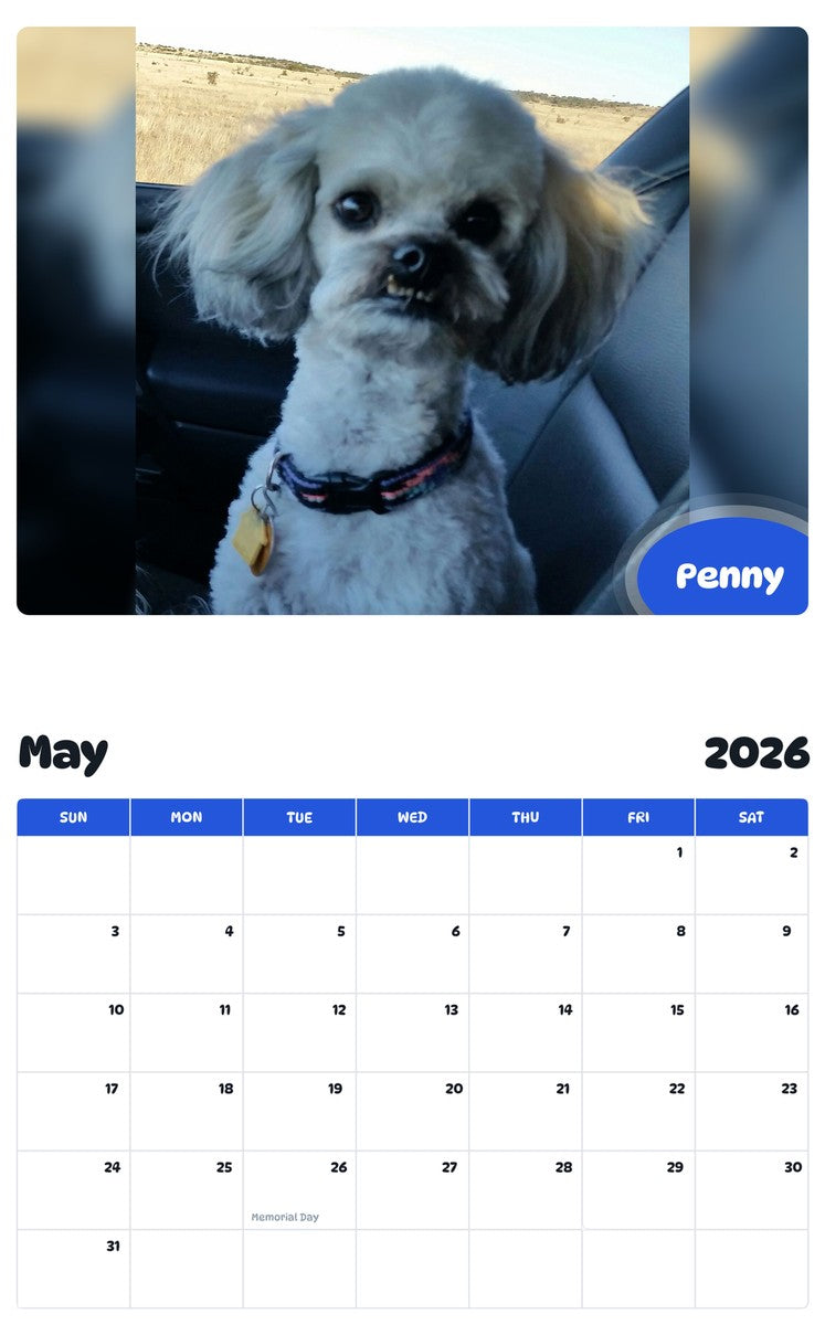 2026 - 2027 Penny - Pawidols Pet Calendar
