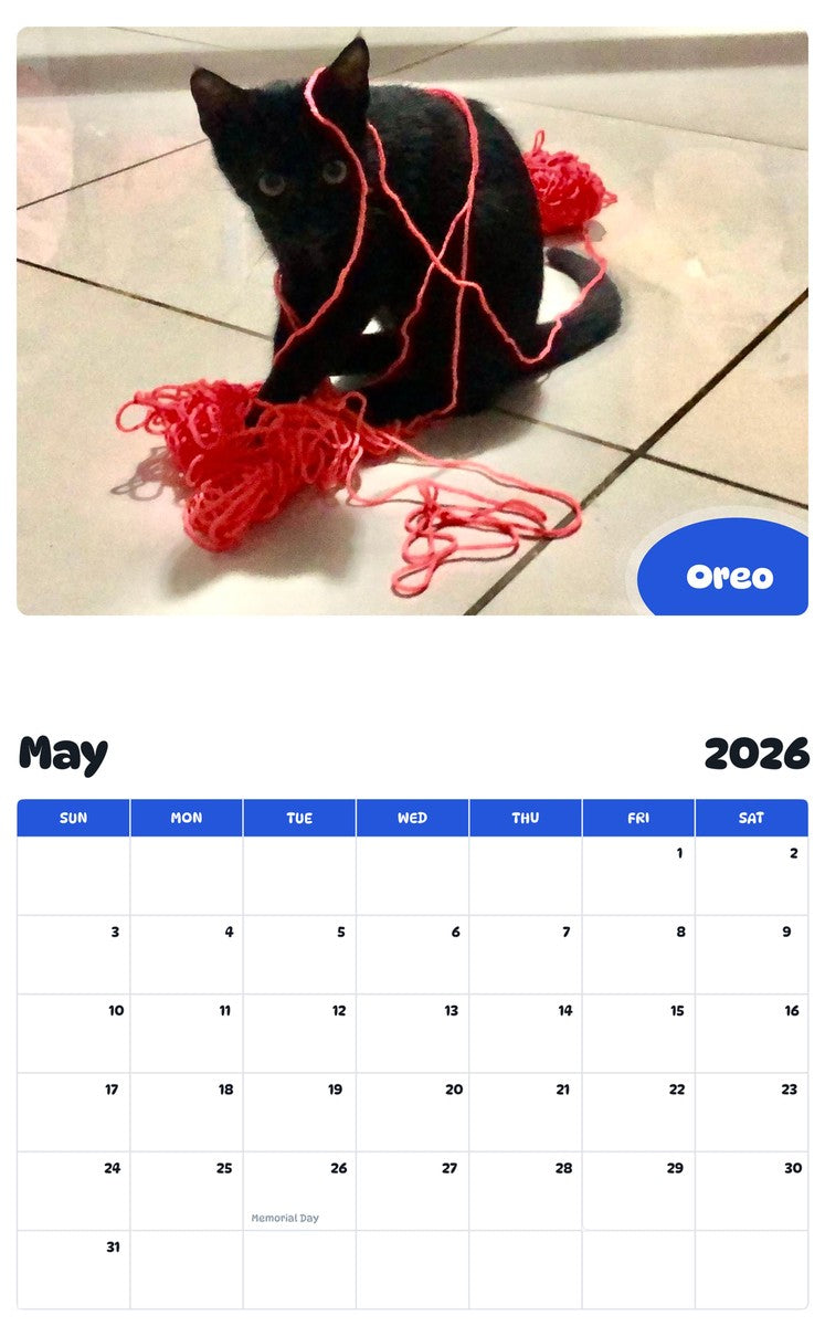 2026 - 2027 Oreo - Pawidols Pet Calendar