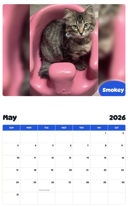 2026 - 2027 Smokey - Pawidols Pet Calendar