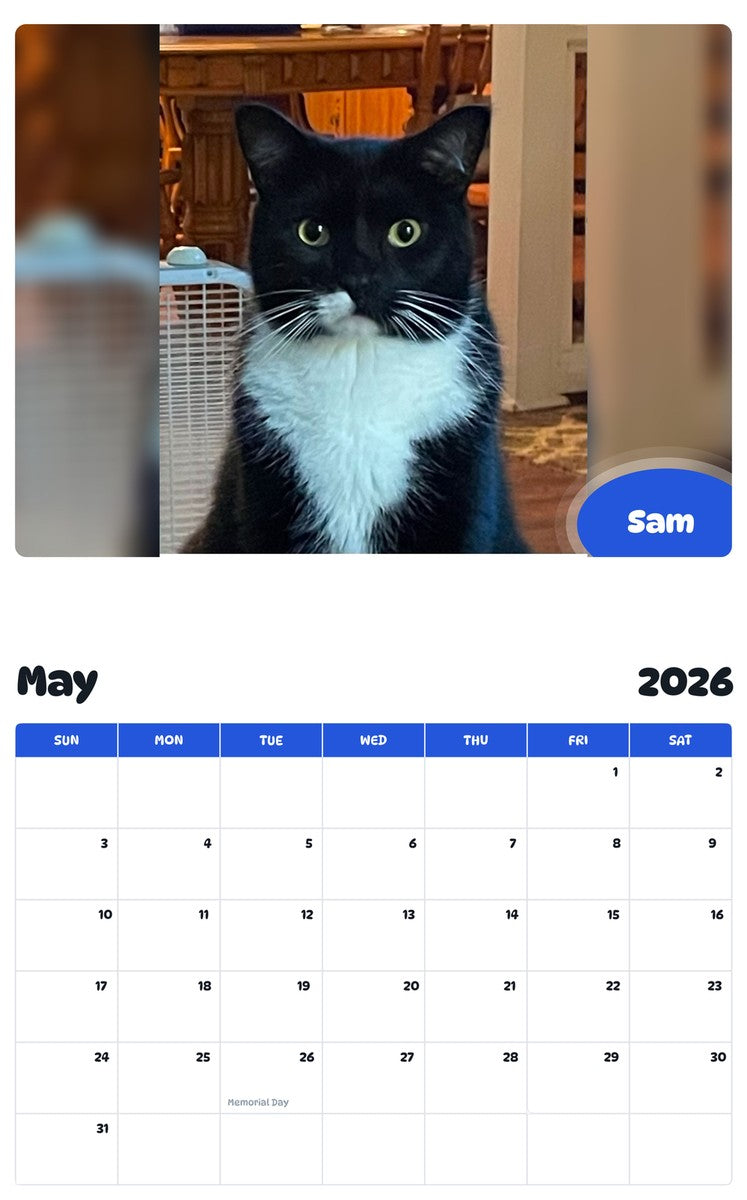 2026 - 2027 Sam - Pawidols Pet Calendar