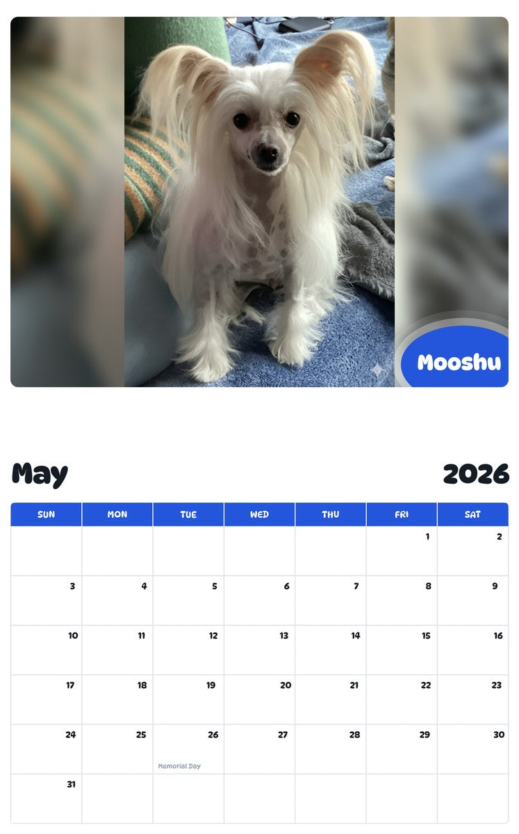2026 - 2027 Mooshu - Pawidols Pet Calendar