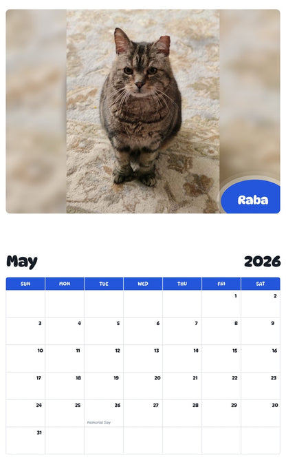 2026 - 2027 Raba - Pawidols Pet Calendar
