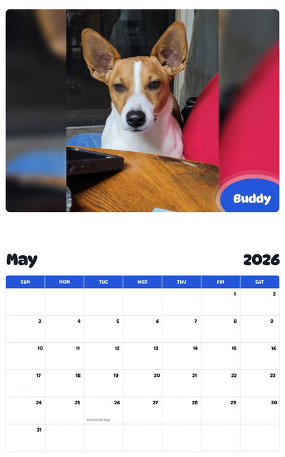 2026 - 2027 Buddy - Pawidols Pet Calendar