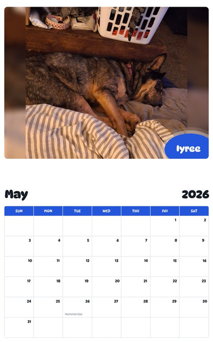 2026 - 2027 Iyree - Pawidols Pet Calendar