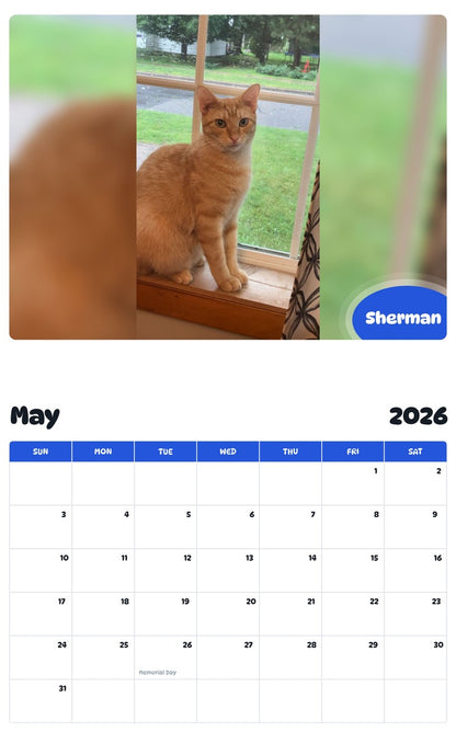 2026 - 2027 Sherman - Pawidols Pet Calendar