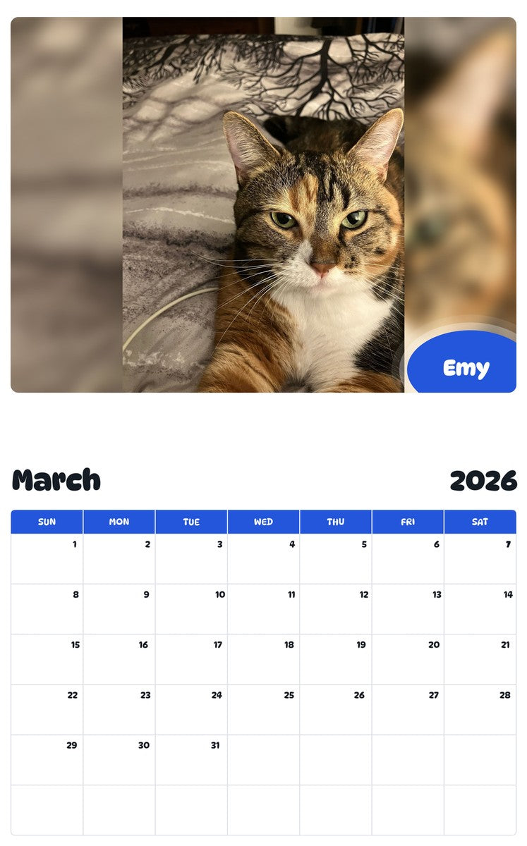 November 2025 - October 2026 Emy - Pawidols Pet Calendar