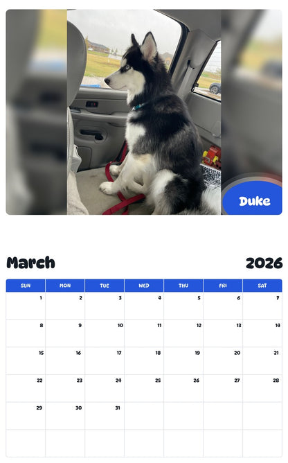 November 2025 - October 2026 Duke - Pawidols Pet Calendar