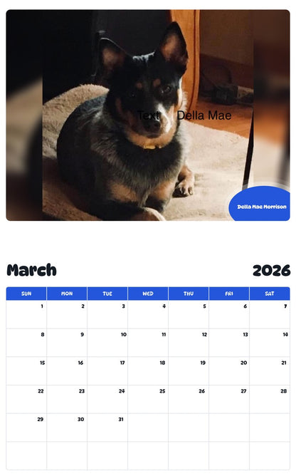 November 2025 - October 2026 Della Mae Morrison - Pawidols Pet Calendar