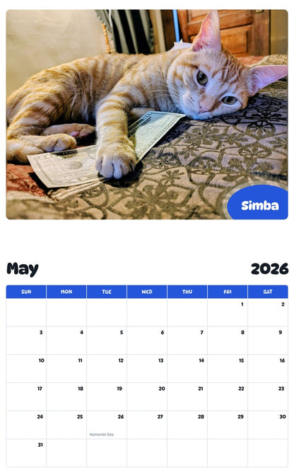 2026 - 2027 Simba - Pawidols Pet Calendar