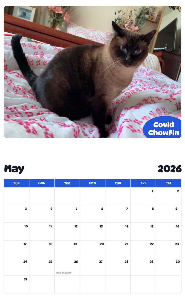 2026 - 2027 Covid ChowFin - Pawidols Pet Calendar