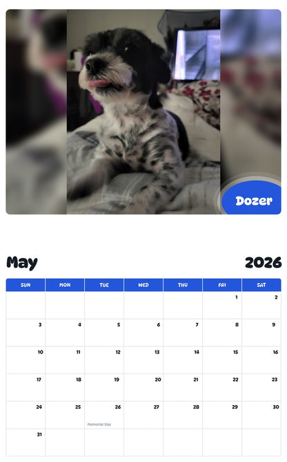 2026 - 2027 Dozer - Pawidols Pet Calendar