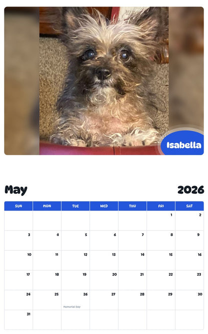 2026 - 2027 Isabella - Pawidols Pet Calendar