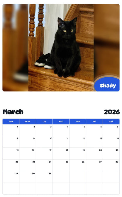 November 2025 - October 2026 Shady - Pawidols Pet Calendar