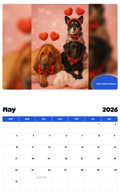 2026 - 2027 Violet, Delilah and Bianca - Pawidols Pet Calendar