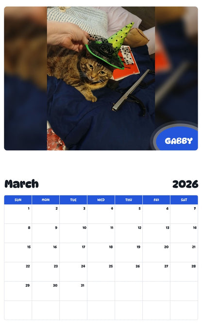 November 2025 - October 2026 GABBY - Pawidols Pet Calendar